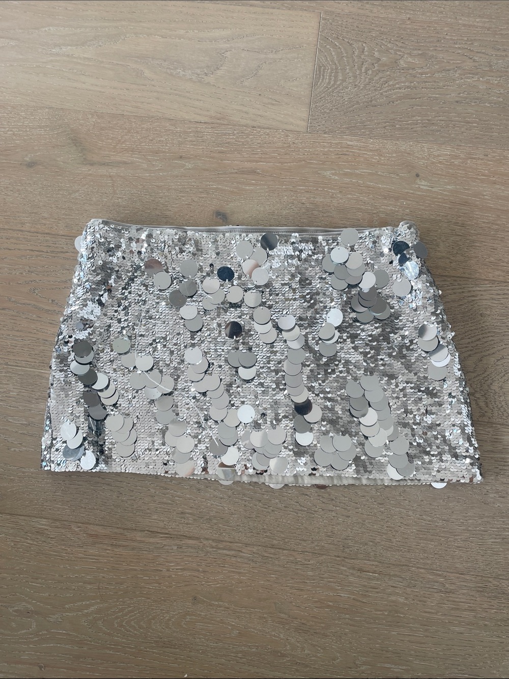 Danielle Guizio Silver Sequin Mini Skirt